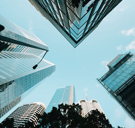 Top view of buildings