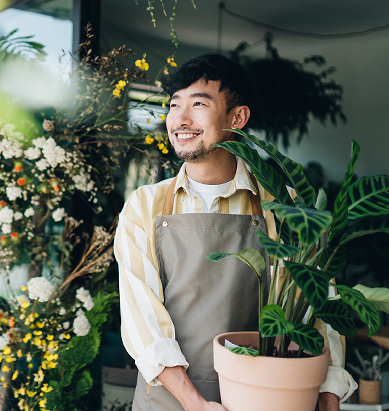 Man with Plant pot