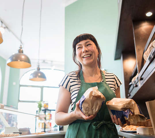 working lady with packed foods