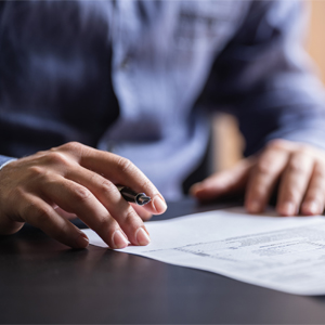 Business man reading document