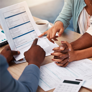 Group of people reading report