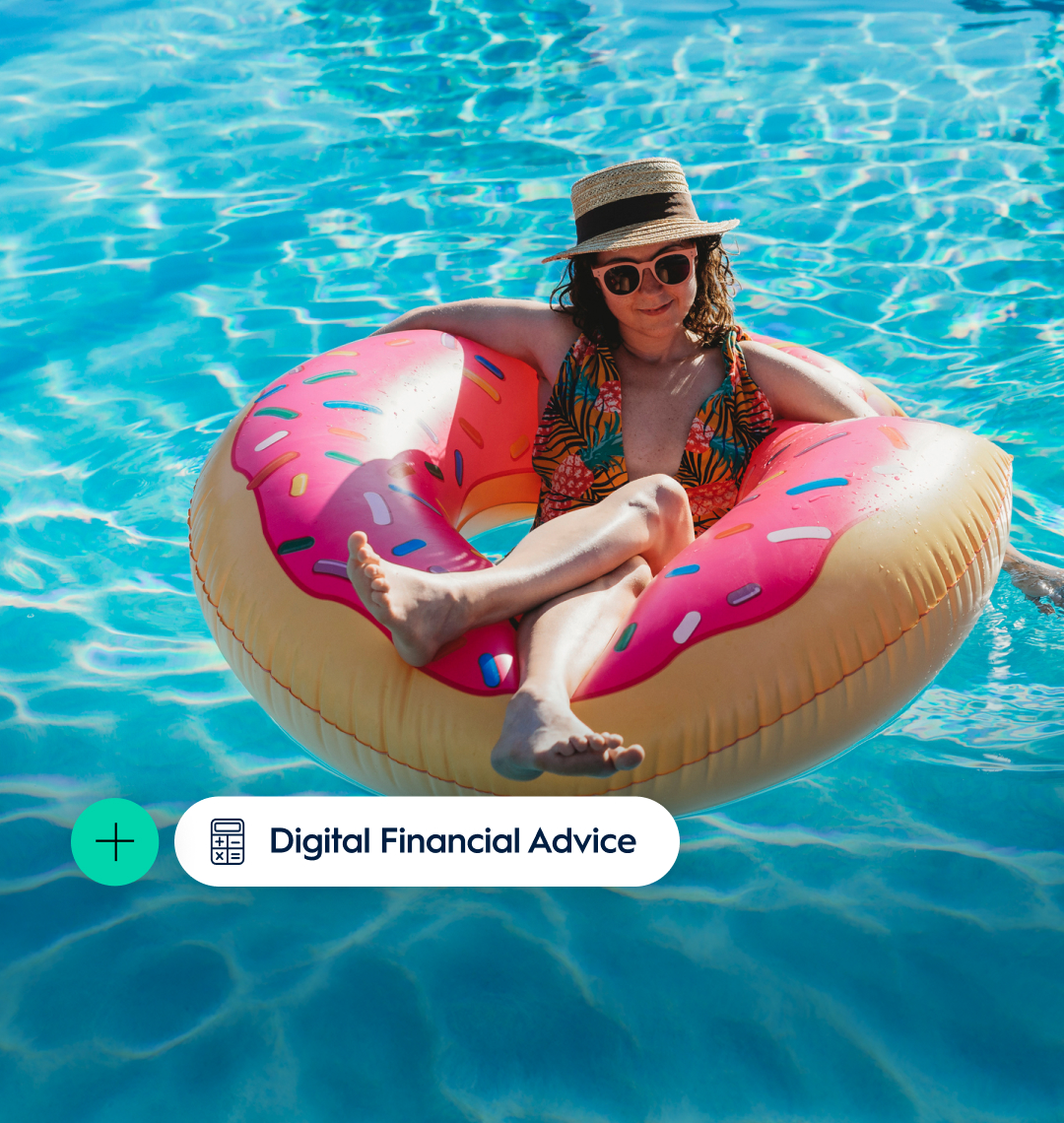 Woman on inflatable pool ring