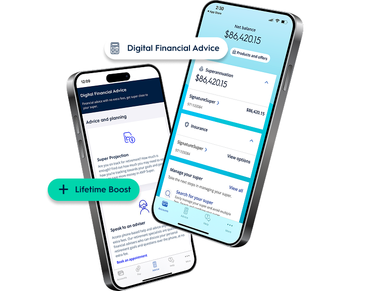 Digital financial advice two phone screens