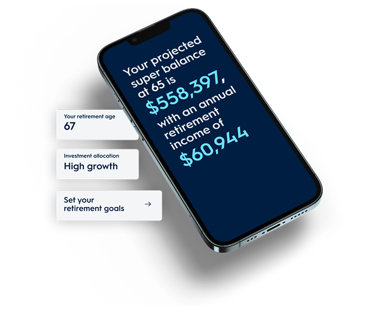Projected super balance app screen