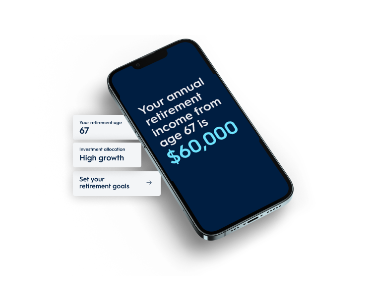 Projected balance, retirement simulator phone screen