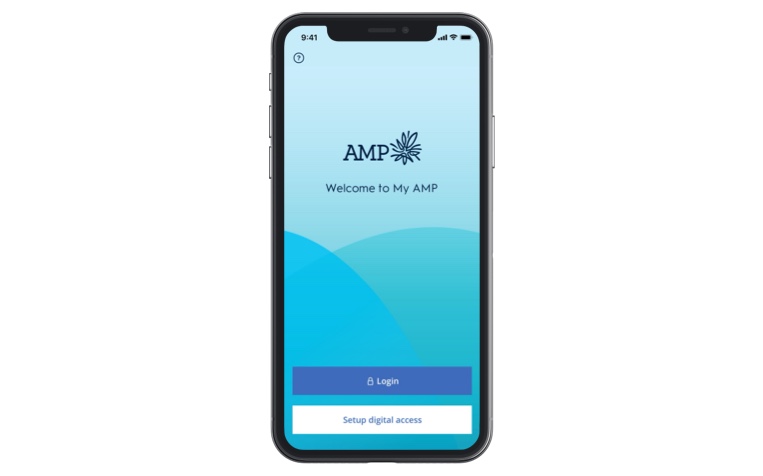 MyAMP app login screen